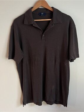 Ermenegildo Zegna RAYON Mens Polo Shirt Brown Preppy Luxury Relaxed Size XL